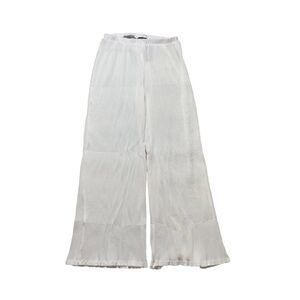 1 New Pretty Little Thing White Wide-Leg Trousers Size 10